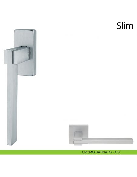 Maniglia per finestra martellina DK Slim Linea Calì cromo satinato
