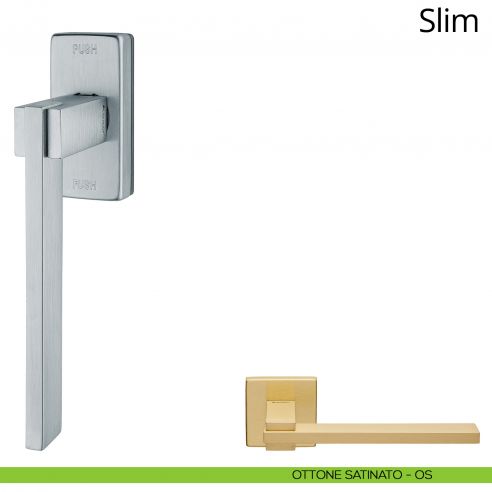 Maniglia per finestra martellina DK antintrusione Slim Linea Calì ottone satinato
