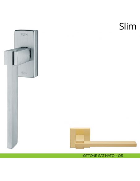 Maniglia per finestra martellina DK antintrusione Slim Linea Calì ottone satinato