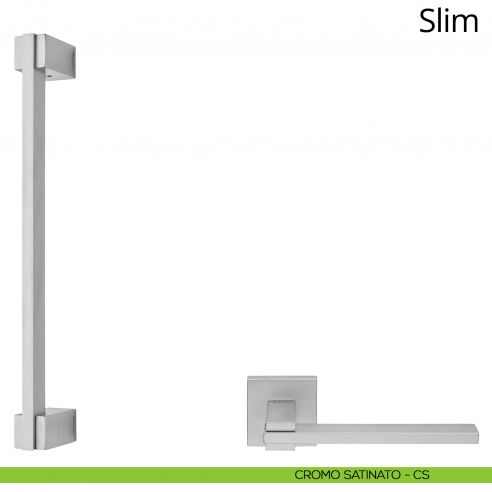 Maniglione per porta dritto Slim Linea Calì cromo satinato