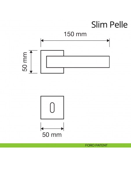 Maniglia per porta interna Slim Pelle Linea Calì rosetta quadrata tradizionale foro patent