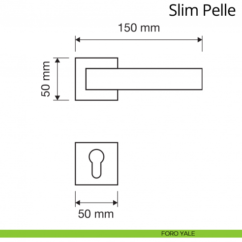 Maniglia per porta interna Slim Pelle Linea Calì rosetta quadrata tradizionale foro yale