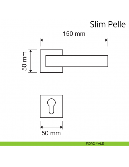 Maniglia per porta interna Slim Pelle Linea Calì rosetta quadrata tradizionale foro yale