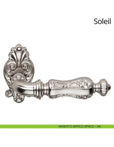Maniglia per porta interna Soleil Linea Calì con rosetta artistica argento antico opaco