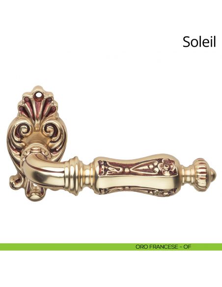 Maniglia per porta interna Soleil Linea Calì con rosetta artistica oro francese