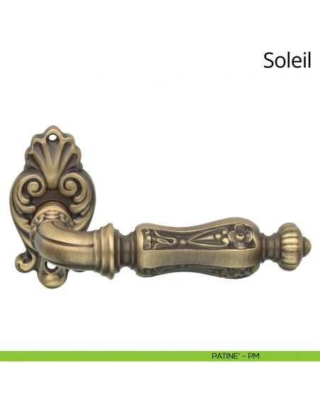 Maniglia per porta interna Soleil Linea Calì con rosetta artistica patinè