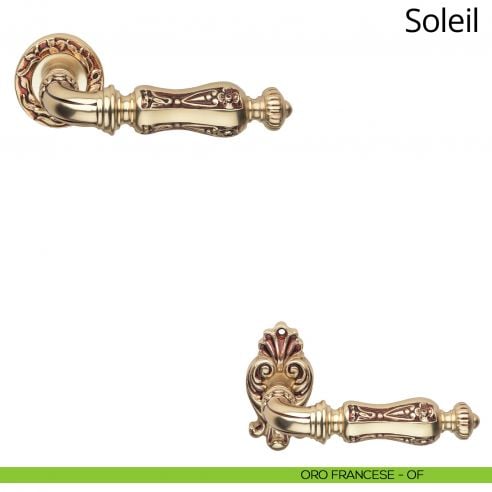 Maniglia per porta interna Soleil Linea Calì con rosetta tonda oro francese