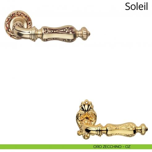 Maniglia per porta interna Soleil Linea Calì con rosetta tonda oro zecchino