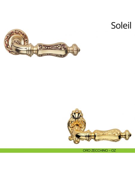 Maniglia per porta interna Soleil Linea Calì con rosetta tonda oro zecchino