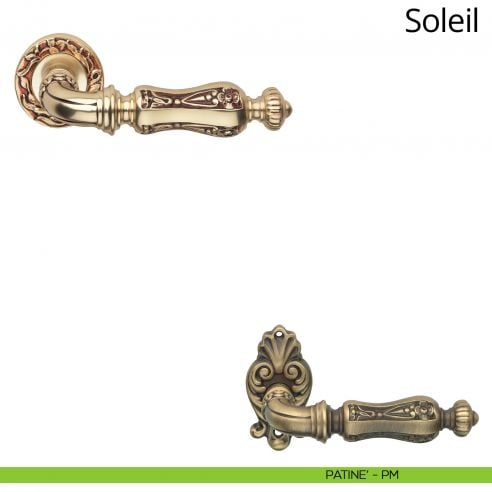 Maniglia per porta interna Soleil Linea Calì con rosetta tonda patinè