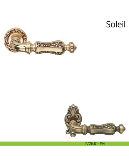 Maniglia per porta interna Soleil Linea Calì con rosetta tonda patinè