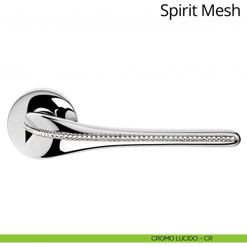 Maniglia per porta interna con swarovski Spirit Mesh Linea Calì rosetta tonda tradizionale cromo