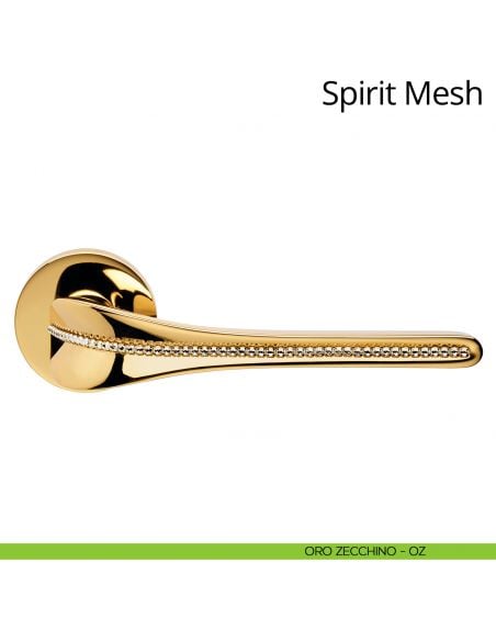 Maniglia per porta interna con swarovski Spirit Mesh Linea Calì rosetta tonda tradizionale oro zecchino