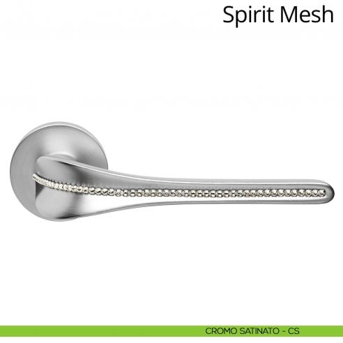 Maniglia per porta interna con swarovski Spirit Mesh Linea Calì rosetta tonda tradizionale cromo satinato
