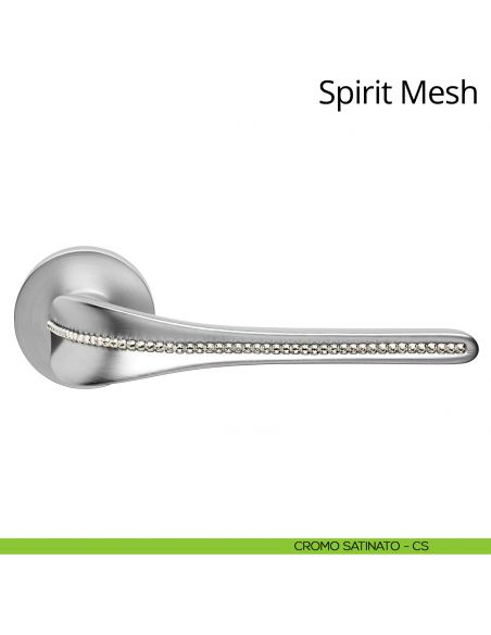 Maniglia per porta interna con swarovski Spirit Mesh Linea Calì rosetta tonda tradizionale cromo satinato