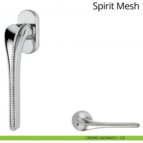 Maniglia per finestra martellina DK con swarovski Spirit Mesh Linea Calì cromo satinato
