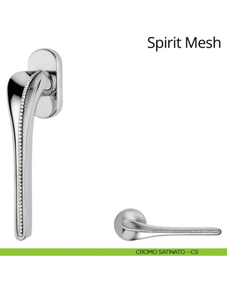 Maniglia per finestra martellina DK con swarovski Spirit Mesh Linea Calì cromo satinato