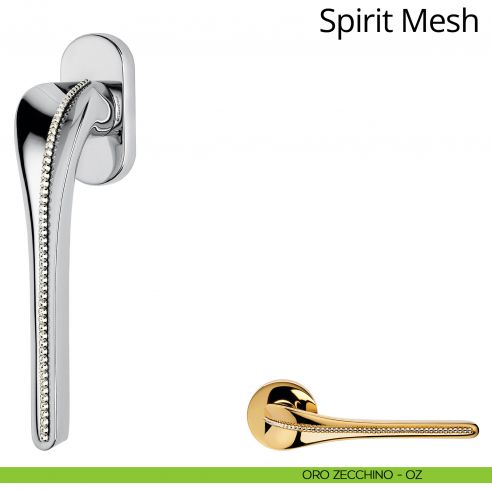 Maniglia per finestra martellina DK con swarovski Spirit Mesh Linea Calì oro zecchino