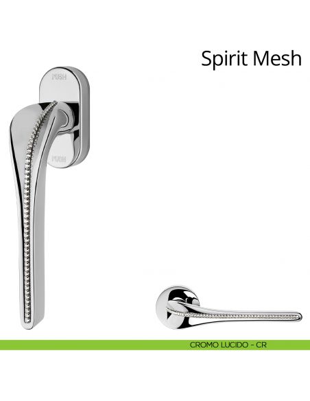 Maniglia per finestra martellina DK antintrusione con swarovski Spirit Mesh Linea Calì cromo