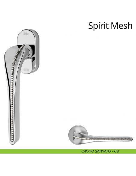 Maniglia per finestra martellina DK antintrusione con swarovski Spirit Mesh Linea Calì cromo satinato