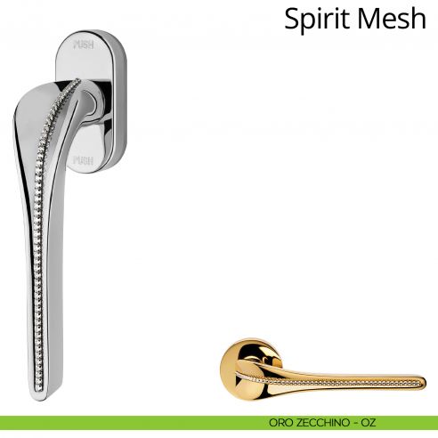 Maniglia per finestra martellina DK antintrusione con swarovski Spirit Mesh Linea Calì oro zecchino