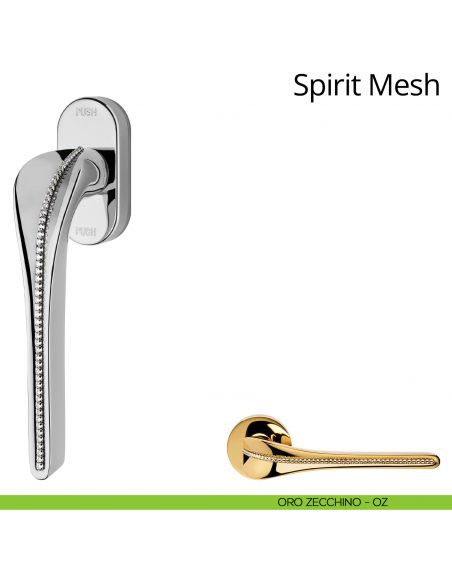 Maniglia per finestra martellina DK antintrusione con swarovski Spirit Mesh Linea Calì oro zecchino