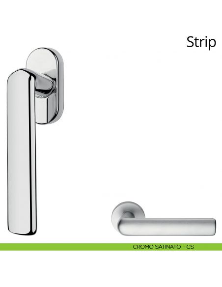 Maniglia per finestra martellina DK Strip Linea Calì cromo satinato