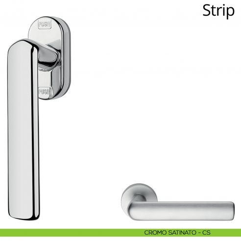 Maniglia per finestra martellina DK antintrusione Strip Linea Calì cromo satinato