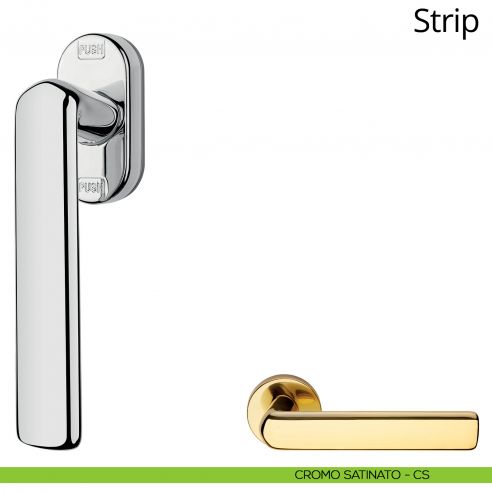 Maniglia per finestra martellina DK antintrusione Strip Linea Calì ottone lucido verniciato