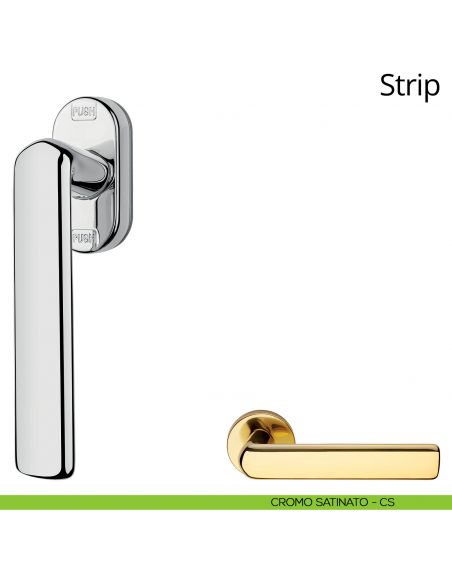 Maniglia per finestra martellina DK antintrusione Strip Linea Calì ottone lucido verniciato