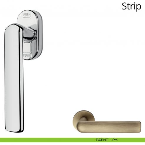 Maniglia per finestra martellina DK antintrusione Strip Linea Calì patinè