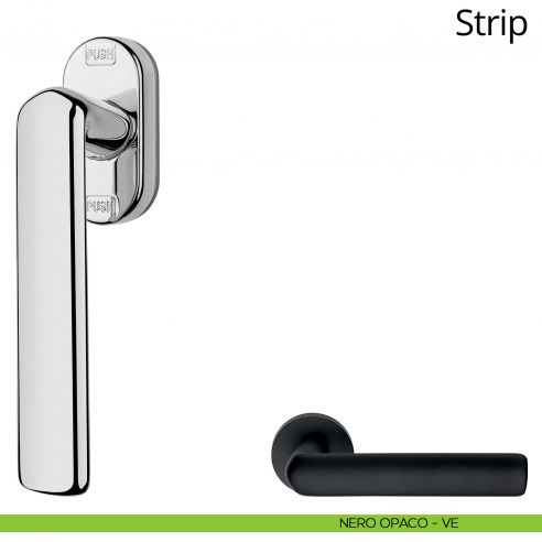 Maniglia per finestra martellina DK antintrusione Strip Linea Calì nero opaco