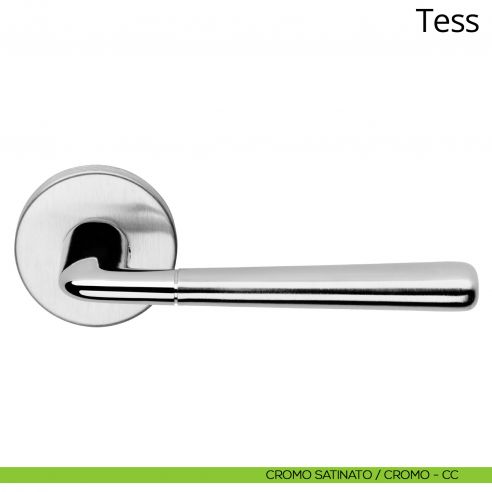 Maniglia per porta interna Tess Linea Calì rosetta tonda cromo satinato - cromo