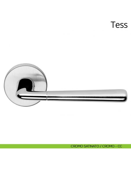 Maniglia per porta interna Tess Linea Calì rosetta tonda cromo satinato - cromo