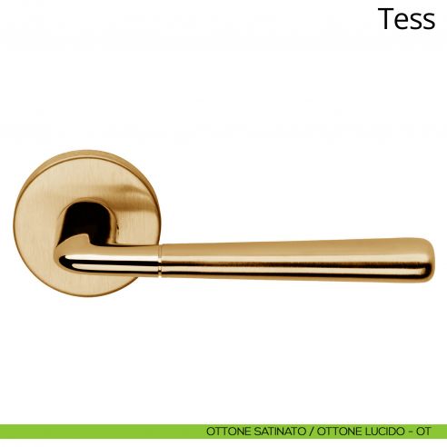 Maniglia per porta interna Tess Linea Calì rosetta tonda ottone satinato - ottone lucido