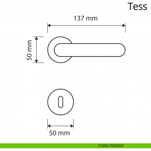 Maniglia per porta interna Tess Linea Calì rosetta tonda foro patent