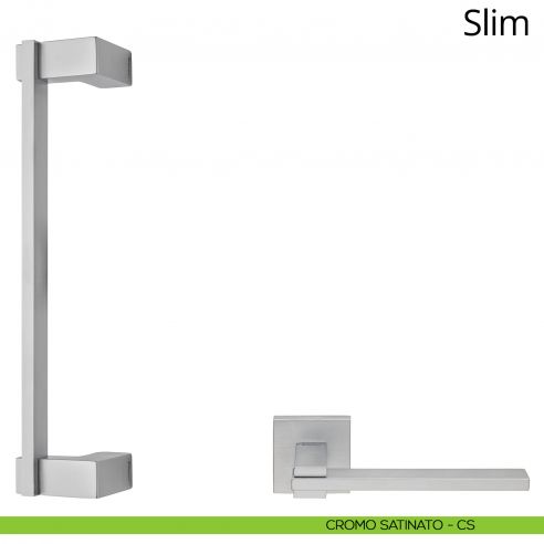 Maniglione per porta zancato Slim Linea Calì cromo satinato