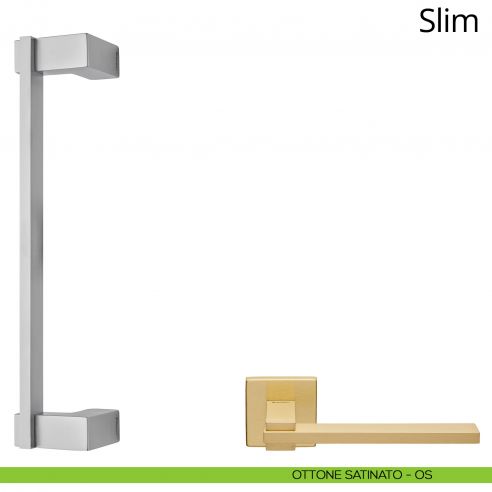 Maniglione per porta zancato Slim Linea Calì ottone satinato