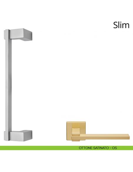 Maniglione per porta zancato Slim Linea Calì ottone satinato