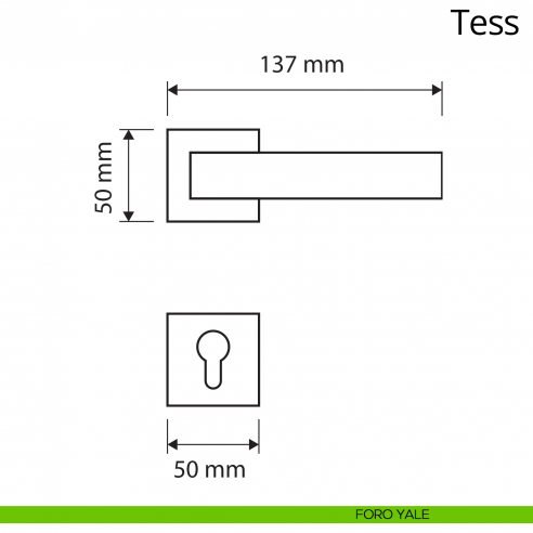 Maniglia per porta interna Tess Linea Calì rosetta quadrata foro yale