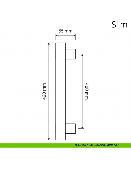 Maniglione per porta zancato Slim Linea Calì interasse 400 mm