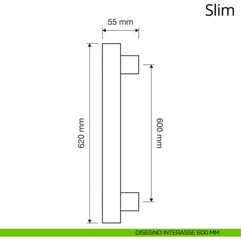 Maniglione per porta zancato Slim Linea Calì interasse 600 mm