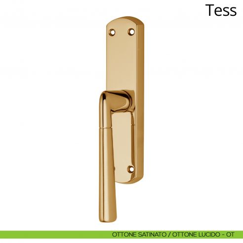 Maniglia per finestra cremonese Tess Linea Calì ottone satinato - ottone lucido
