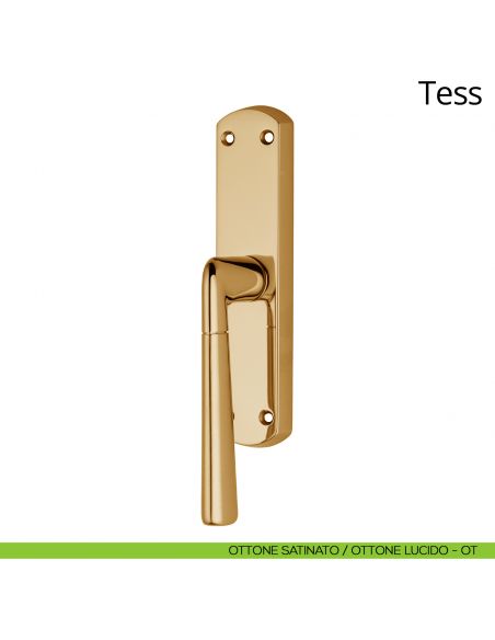 Maniglia per finestra cremonese Tess Linea Calì ottone satinato - ottone lucido