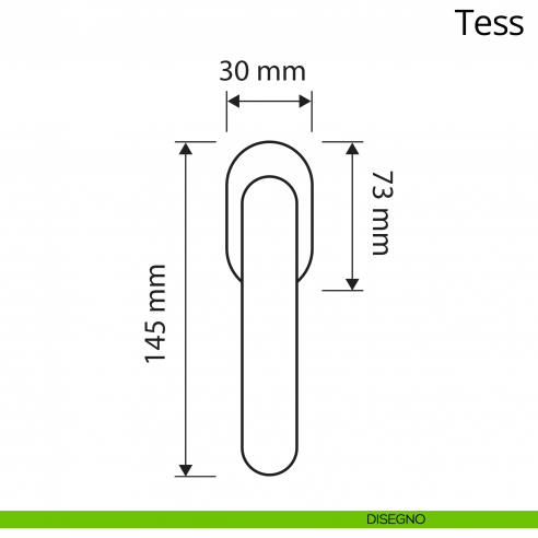 Maniglia per finestra martellina DK Tess Linea Calì disegno