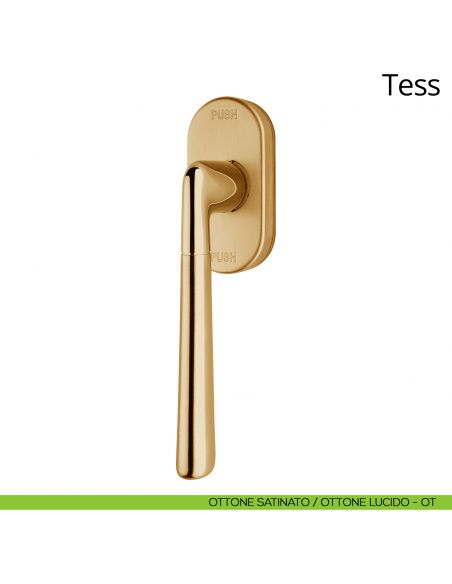 Maniglia per finestra martellina DK antintrusione Tess Linea Calì ottone satinato - ottone lucido