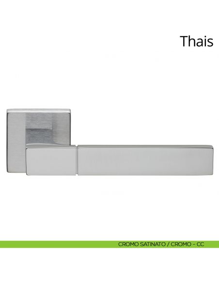 Maniglia per porta interna Thais Linea Calì rosetta quadrata tradizionale cromo - cromo satinato