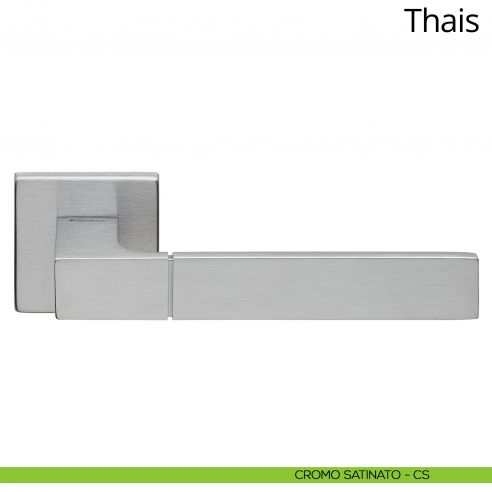 Maniglia per porta interna Thais Linea Calì rosetta quadrata tradizionale cromo satinato