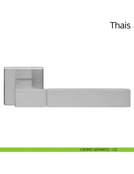 Maniglia per porta interna Thais Linea Calì rosetta quadrata tradizionale cromo satinato