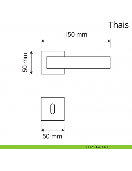 Maniglia per porta interna Thais Linea Calì rosetta quadrata tradizionale foro patent